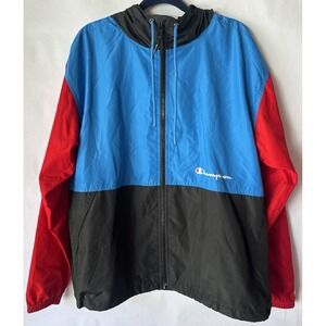 Champion Windbreaker Adult Small Red Blue Black Colorblock Full Zip Jacket‎